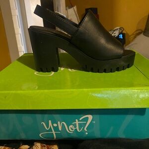 Women's Black Chunky Heel Sandals